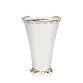 148. A Swedish 18th Century parcel-gilt silver beaker, mark of Paul Zachun, Norrköping, 1732.