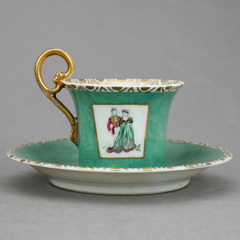KAFFESERVIS, 6 delar, porslin.  Limoges, Frankrike, 1900-talets början.