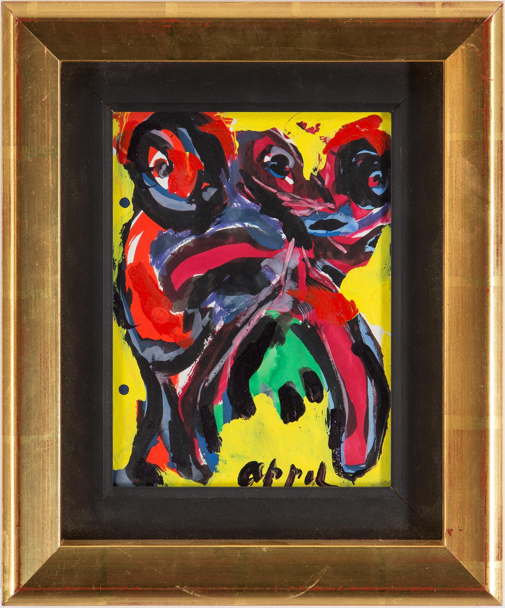 KAREL APPEL, acrylic on paper. Signed Appel.