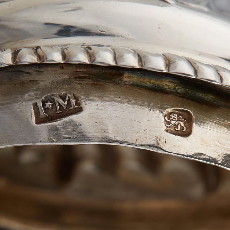 An English 18th century silver chocolate-pot, mark possibly of Jacob Marsh, London 1759.