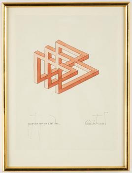 Oscar Reutersvärd, watercolour, signed.