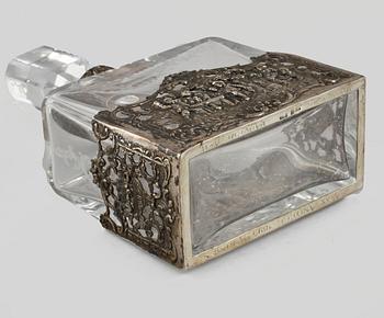 KARAFF, silver och glas, möjligen Weinranck & Schmidt, Hanau, Tyskland, omkring år 1900.