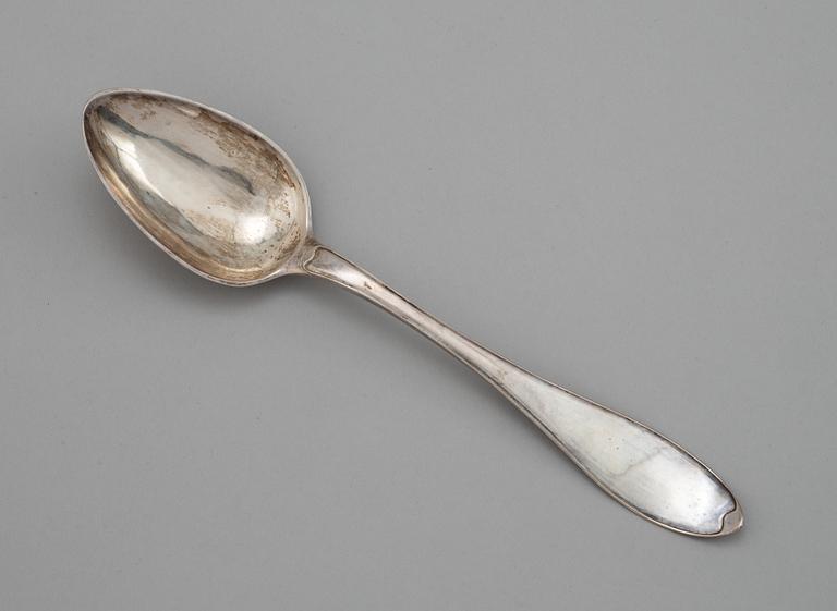 A Swedish silver serving spoon, prop Gothenburg 1828.