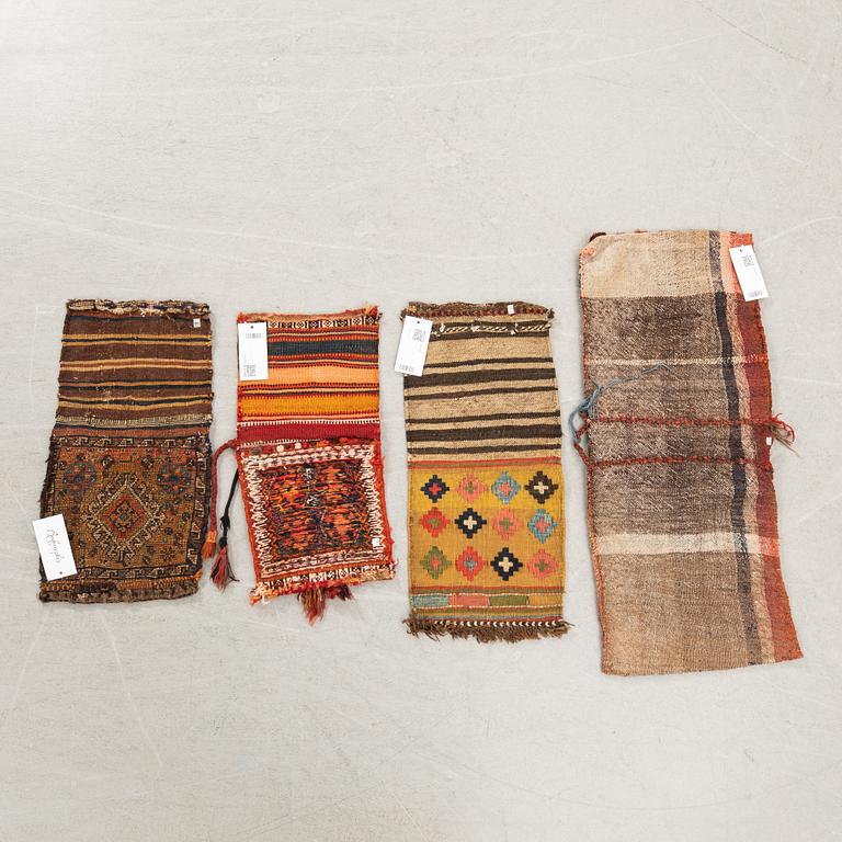 Väskor Chanteh/Korhjin 4st  Kashgai semiantika ca 80x34 cm, 5,x28 cm, 57x28 cm och 49x24 cm.