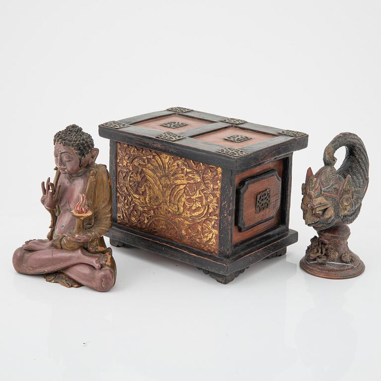 A chest and two deities, Indonesia, Jakarta, 20th Century.