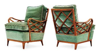 537. A pair of Swedish Modern mahogany armchairs, Bodafors 1945's-50's.