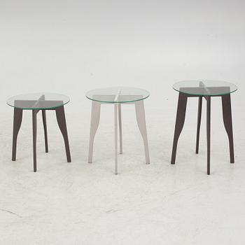 Three end tables from Norrgavel, Sweden, 21st century.