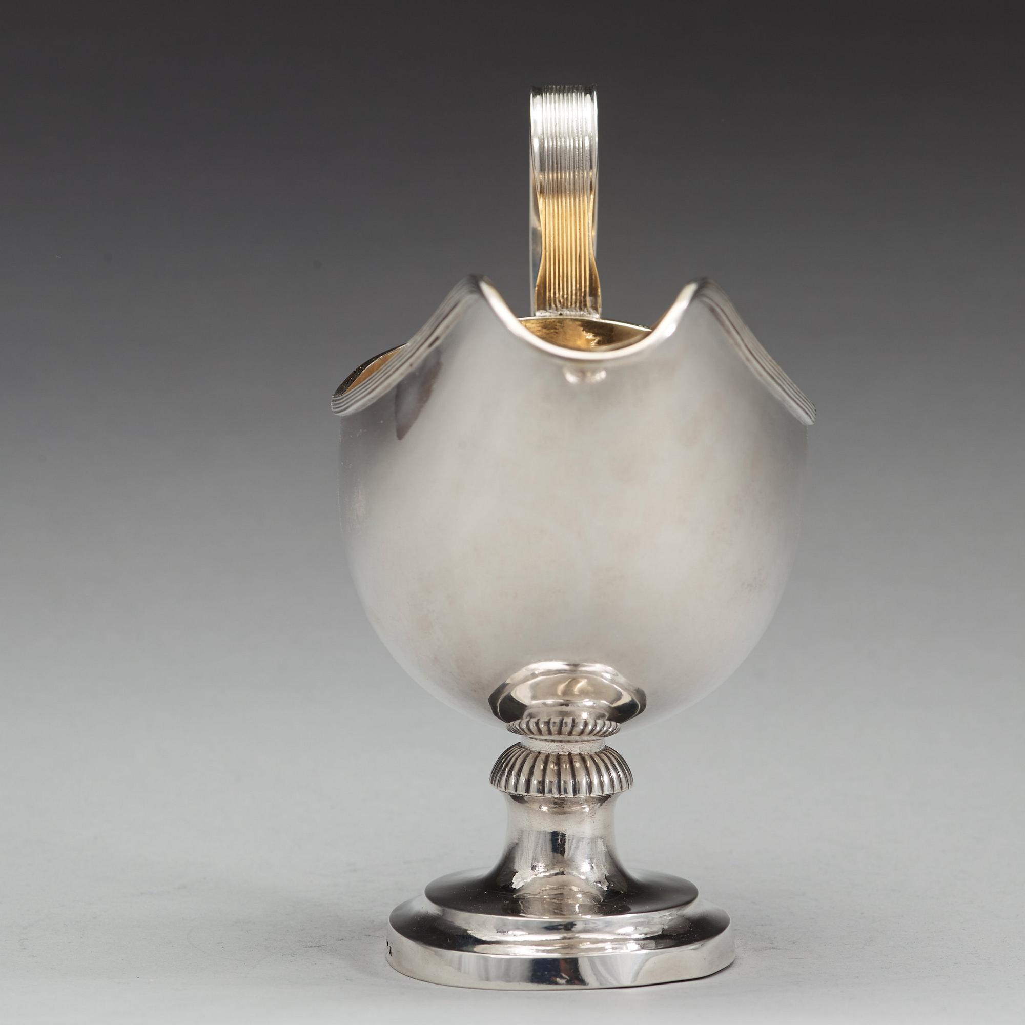 JOHAN PETTER GRÖNVALL, Stockholm 1838, såskanna, silver, empire.