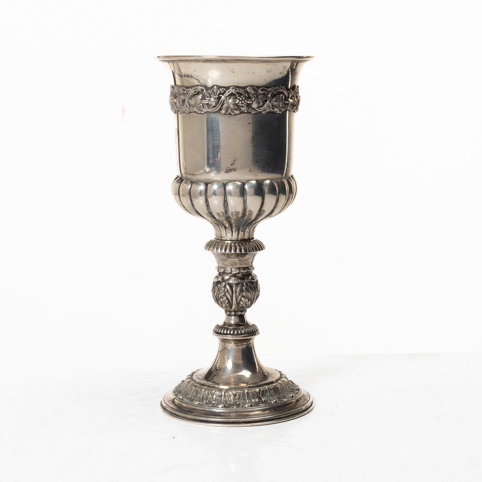 Cup and pipe, silver, one with mark of Claes Christian Carlén, Borås 1854.