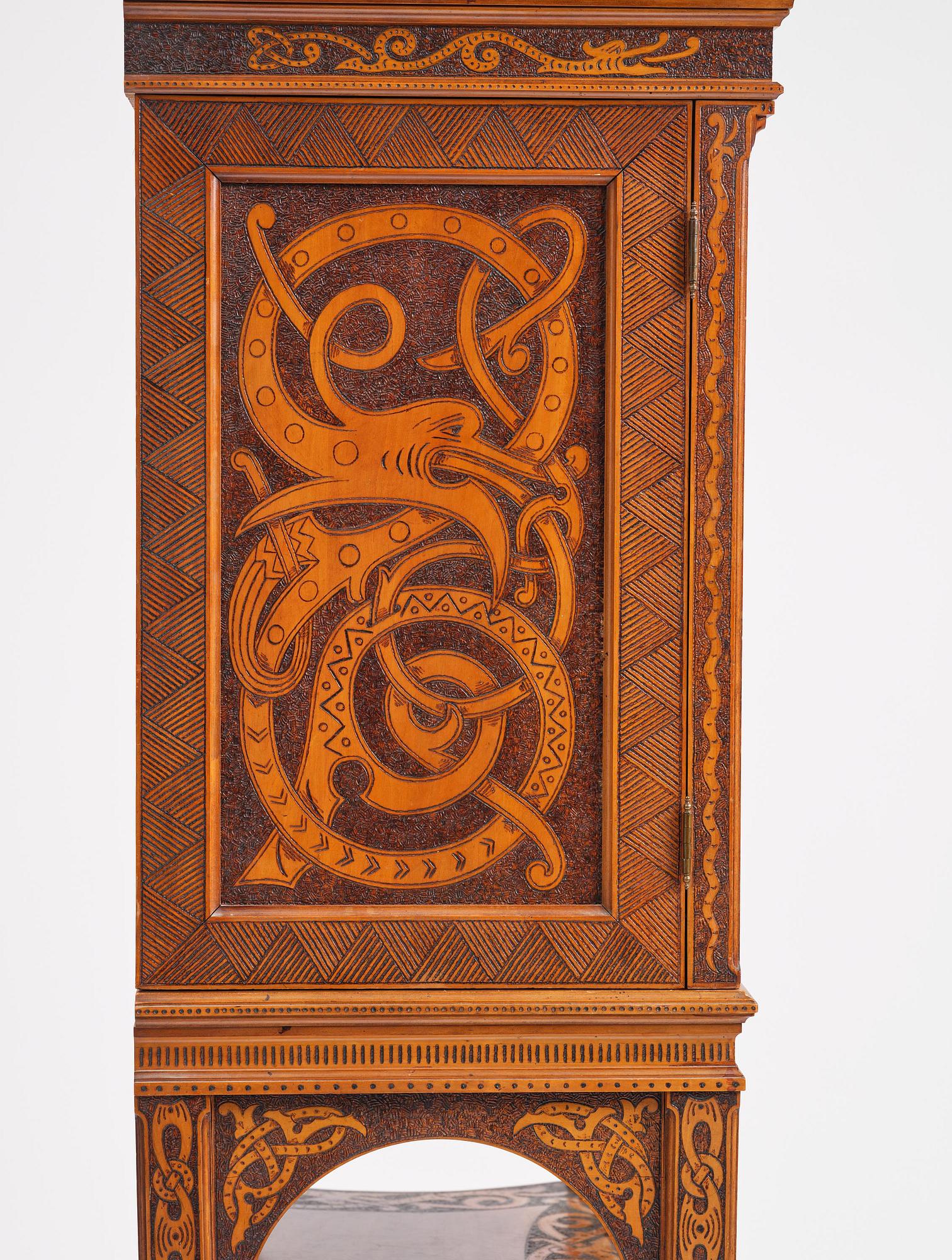 Cabinet, probably Norway, Old Norse style, late 19th century.