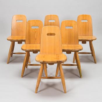 Eero Aarnio, A set of 6 "Pirtti" chairs and dining table for Laukaan Puu, Finland, late 20th century.