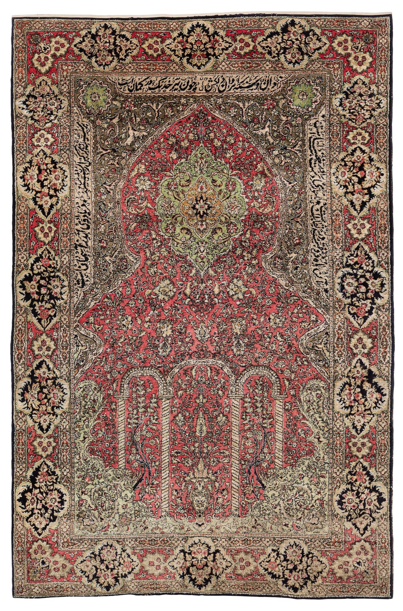 A semi-antique silk Quum, c. 216 x 141 cm.