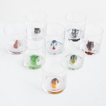 Ernst Billgren, glas, 8 st, New Friends, Kosta Boda.