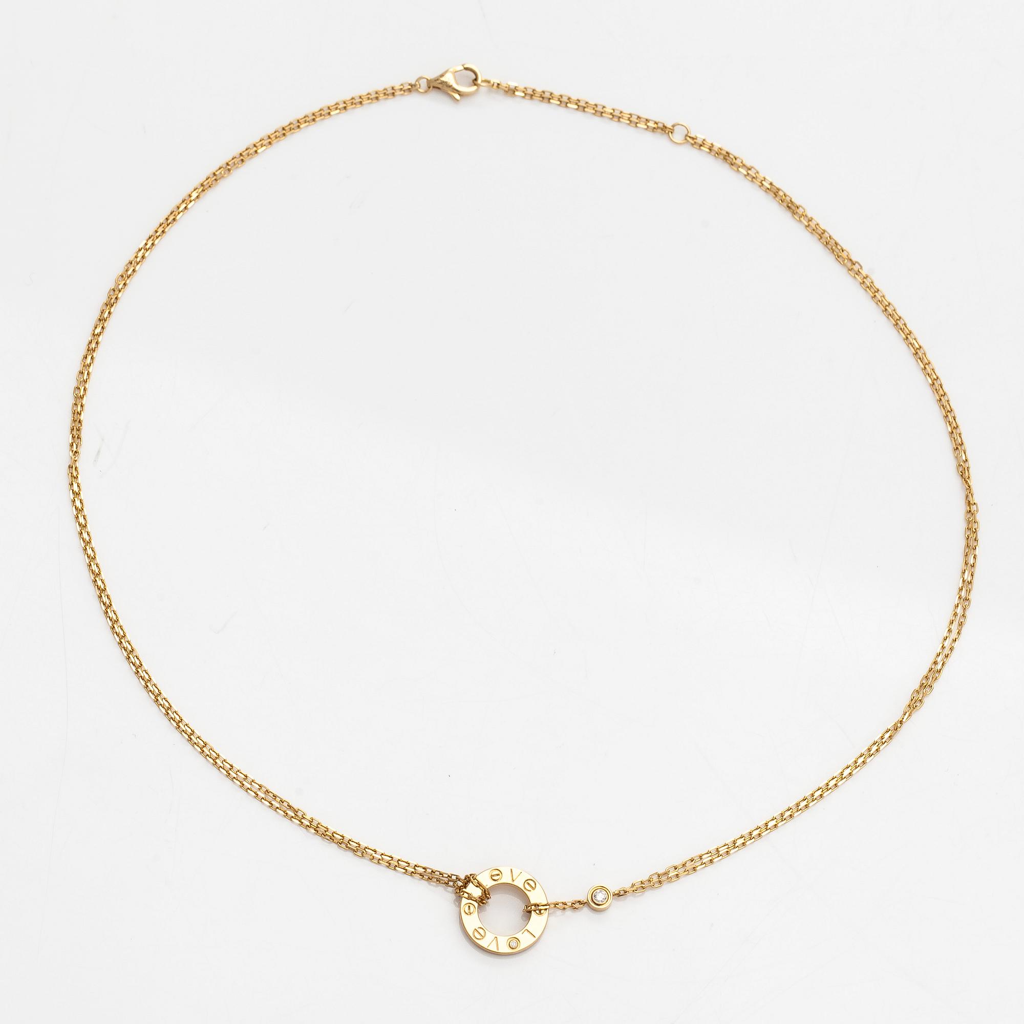 Cartier, an 18K rose gold 'Love' necklace with brilliant-cut diamonds.