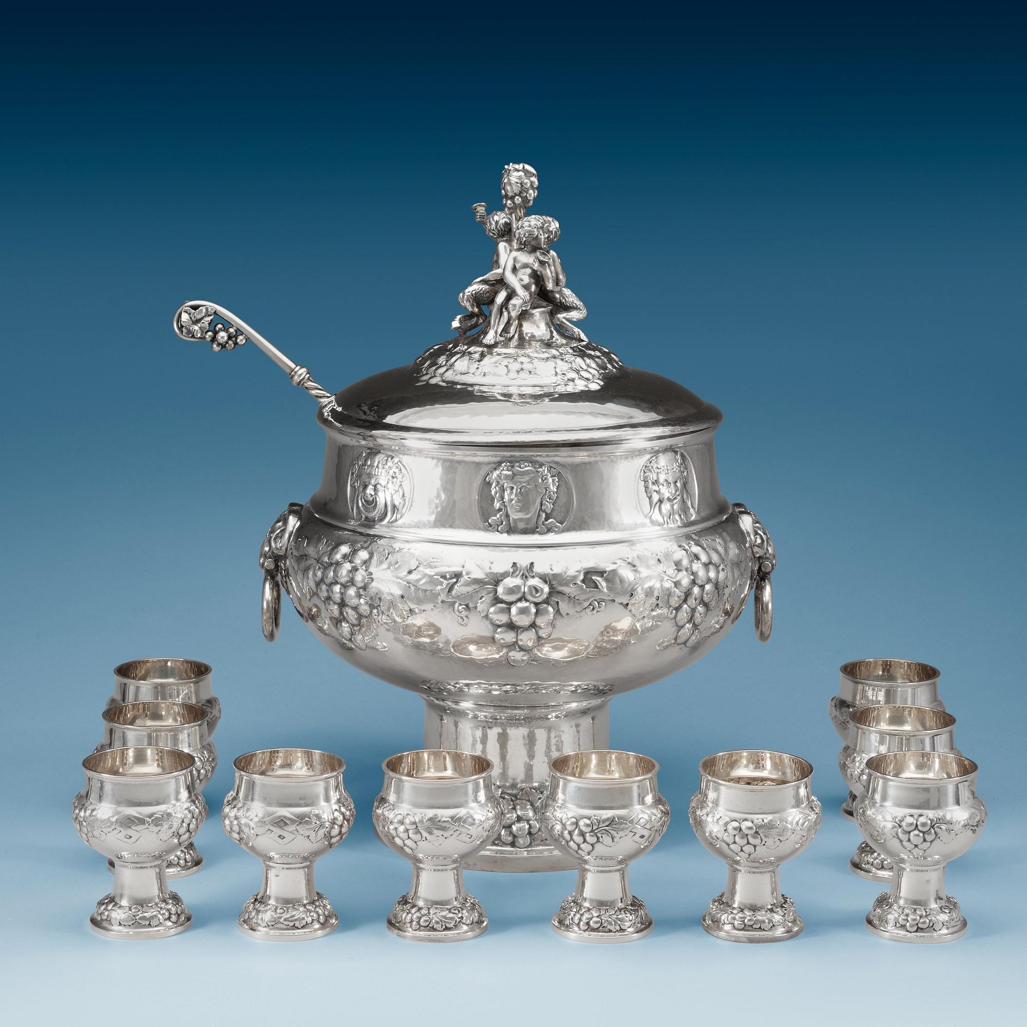 A Norwegian early 20th century parcel-gilt punsh-bowl, makers mark of M. Aase.