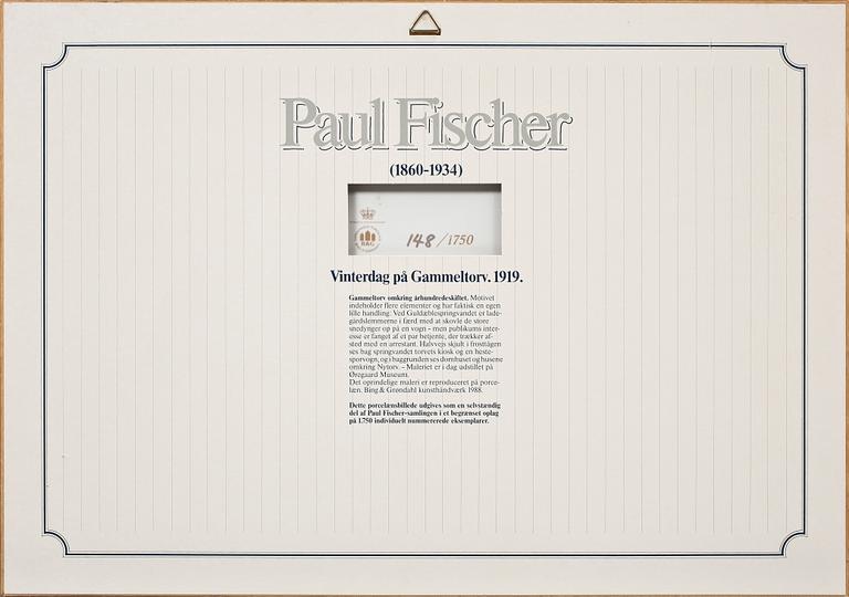 PORSLINSPLAKETT, Bing & Gröndahl, efter Paul Fischer, numr 148/1750.