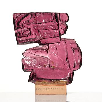 Edvin Öhrström, a unique cast purple glass sculpture, Lindshammars glasbruk, Sweden, probably 1950-60s.