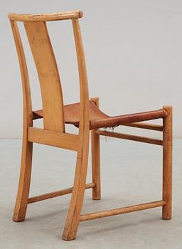 Arne Jacobsen, An Arne Jacobsen beech and light brown leather dining chair, Fritz Hansen, Denmark 1930's.
