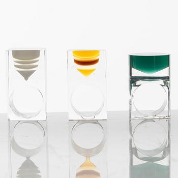 Siv Lagerström, three acrylic plastic rings, 1970s.