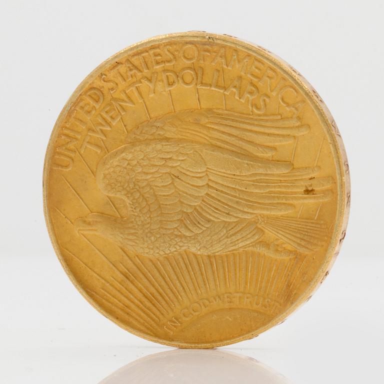 AN AMERICAN TWENTY DOLLAR GOLD COIN, 1924, Weight ca 33 grams.