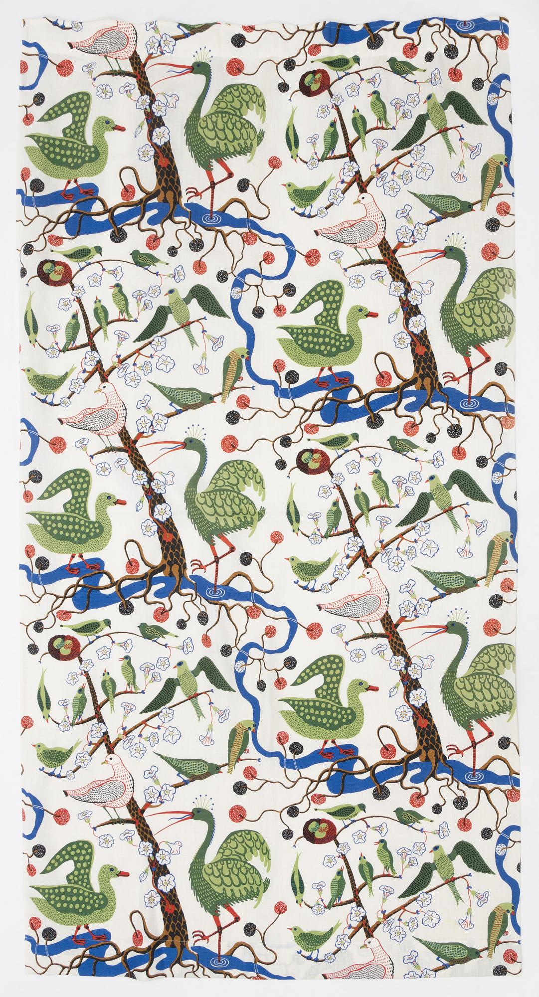 Josef Frank, gardiner, 4 st, "Gröna Fåglar", Firma Svenskt Tenn.