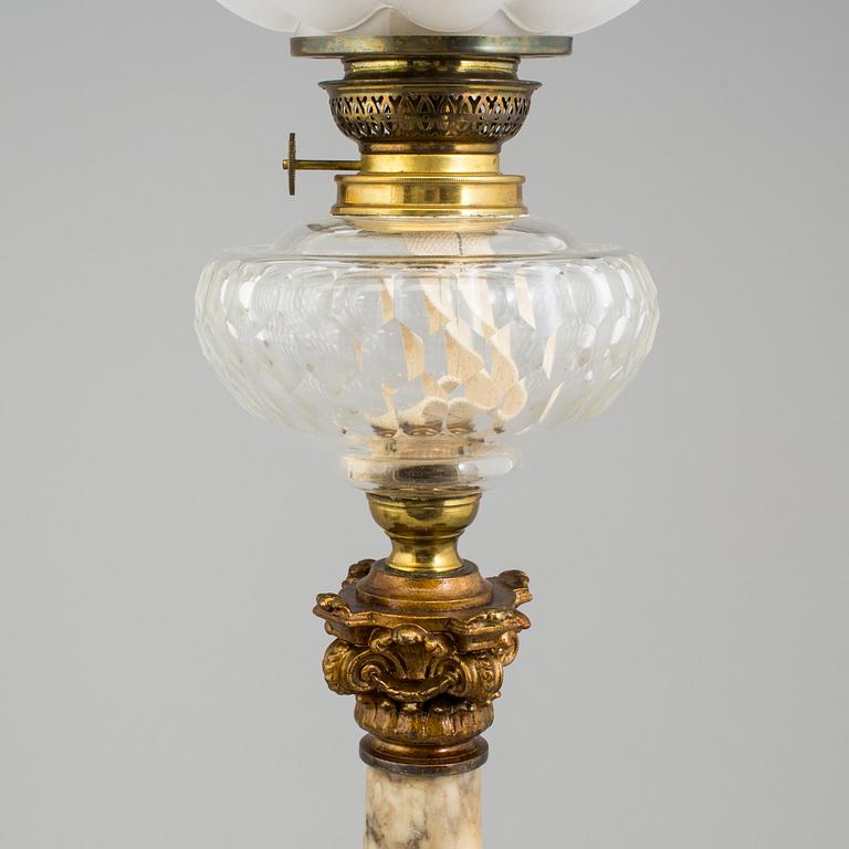 A paraffin lamp, circa 1900.