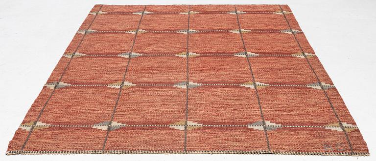 Rakel Carlander, a carpet, flat weave, c 243 x 164 cm, signed RC.