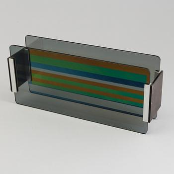 A glass sculpture by Weic H Olson, signed "Optochromi-AI-69".