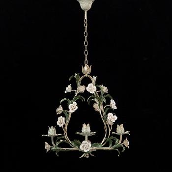 A painted iron chandelier, second half of the 20th Century.