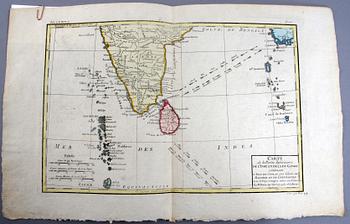 KARTOR, Indien/Ceylon resp norra Indien, 2 st, Bonne 1780.