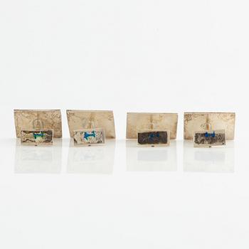 Lars Arby, five pairs of cufflinks, sterling silver, Gothenburg 1976 and 1980.