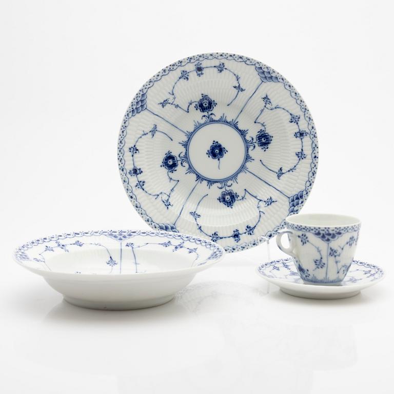 Royal Copenhagen, service pieces, 15 pcs, porcelain, "Blue Fluted", Denmark.