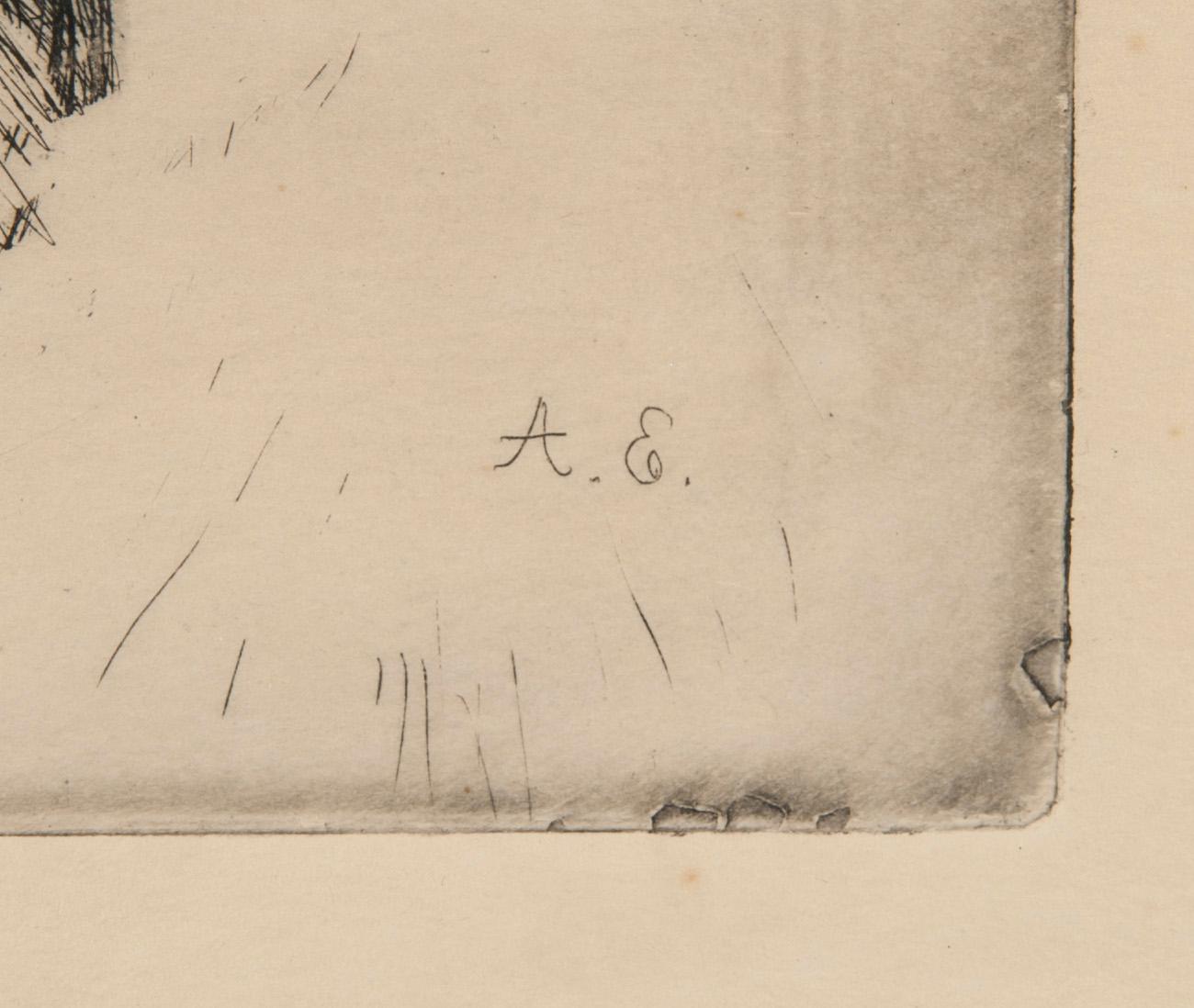 ALBERT EDELFELT, etsning, plåtsignering.