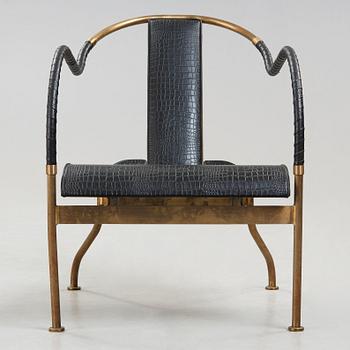 Mats Theselius, A Mats Theselius brass and leather 'El Rey' easy chair, Källemo, Sweden post 1999.