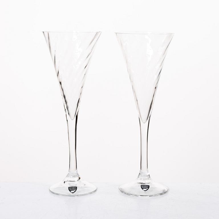 Gunnar Cyrén, Eight champagne glasses, 'Helena', Orrefors, Sweden.