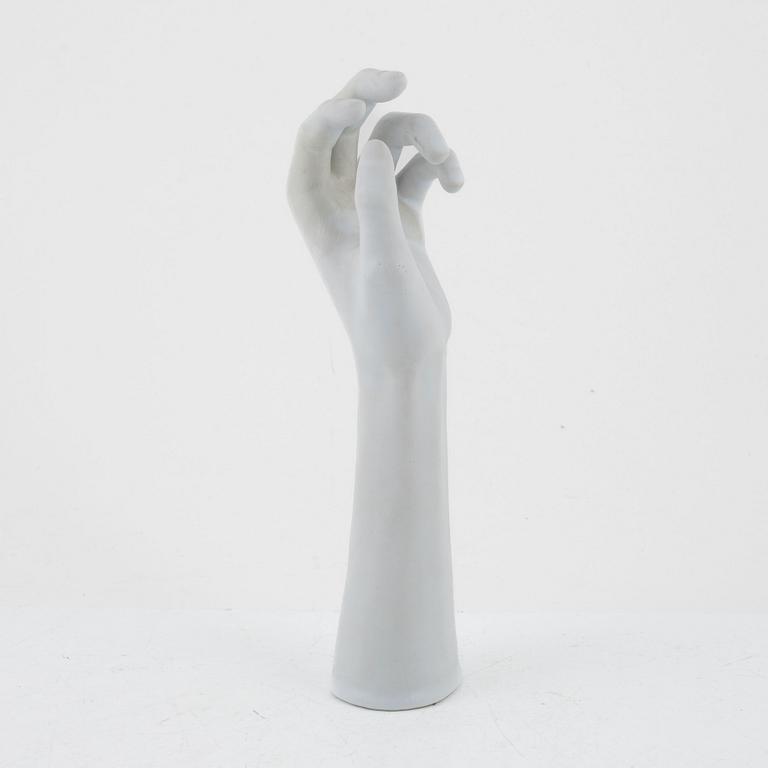 Stig Lindberg, a stoneware sculpture of a hand, Gustavsberg studio, Sweden, mid 20th century.