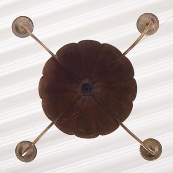 Gunnar Asplund, presumably, a brass ceiling lamp/chandelier, for the staffroom at Karlshamn Secondary School, Sweden, ca 1912-1918.