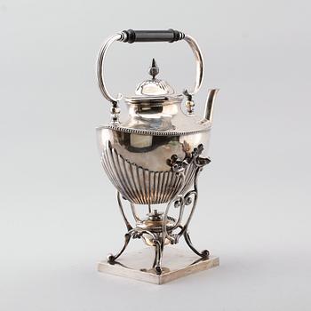 TEKÖK OCH BRICKA, nysilver, tekök märkt GAB, 1900-talets första hälft.