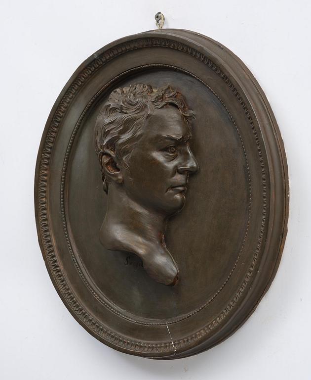 A gesso portrait medallion after J. T Sergel (1740-1814), first part 18th century.