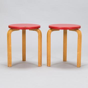 Alvar Aalto, a pair of  '60' stools, Artek 1950s-60s.