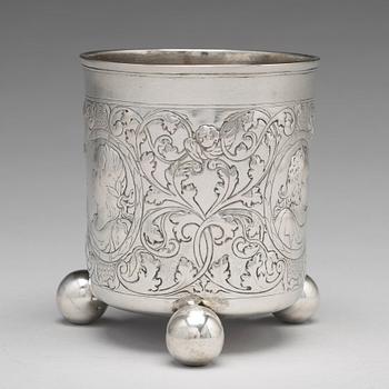 A Russian 18th century parcel-gilt silver beaker, mark of Ivan Grigorjev, Moscow 1743.