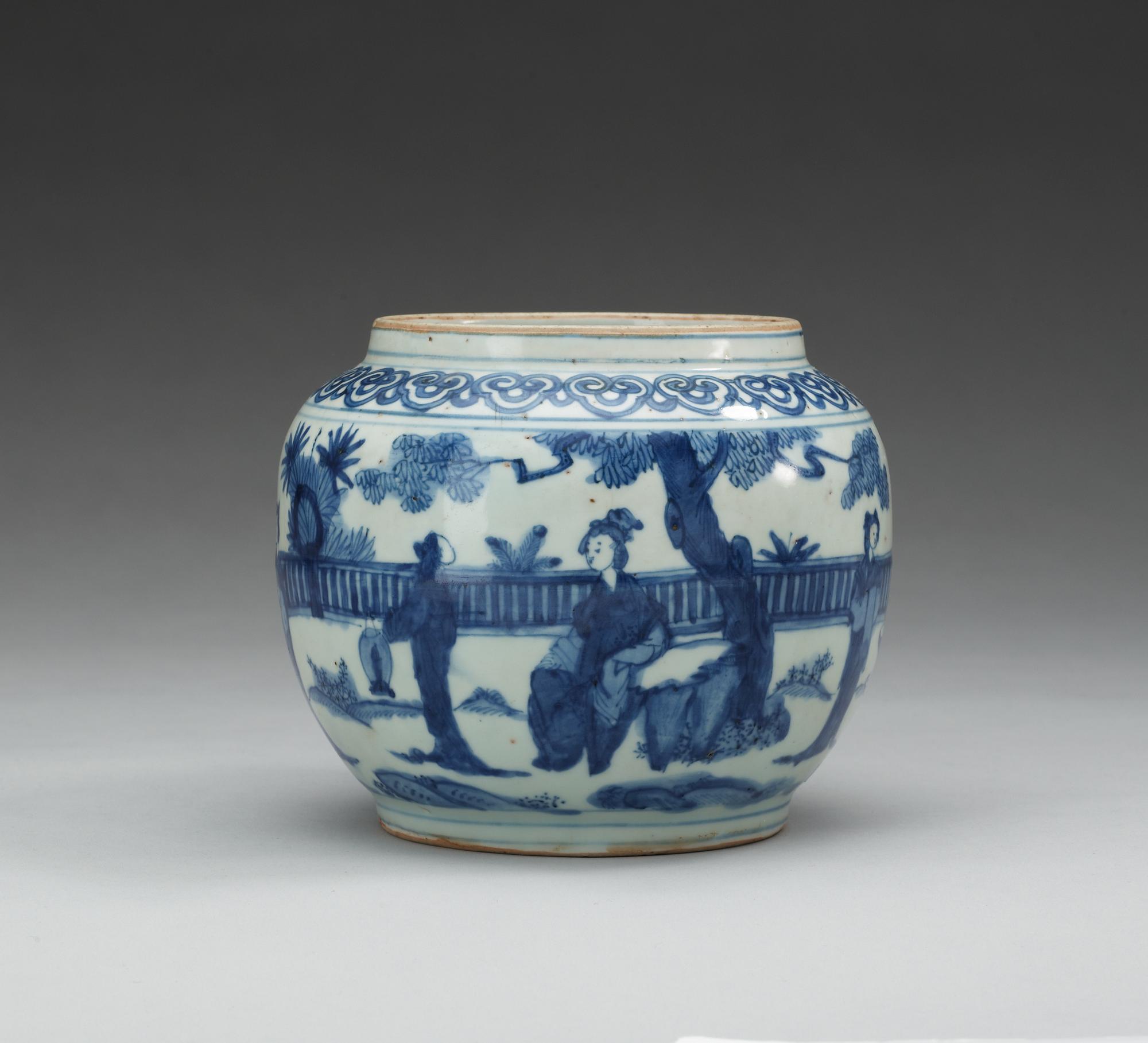 A blue and white jar, Ming dynasty, 17th Century.