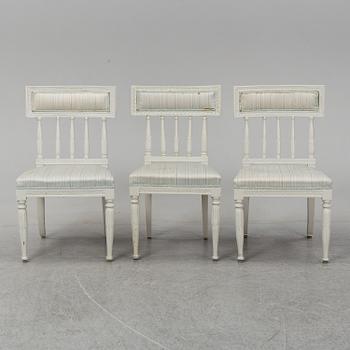 Three late Gustavian chairs, circa 1800.