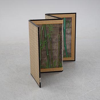 A four panel Japanese folding screen, 'Byobu', mid 20th century.