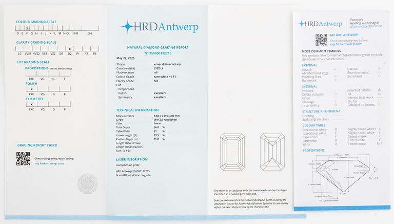 Ring 18K vitguld med en smaragdslipad diamant.