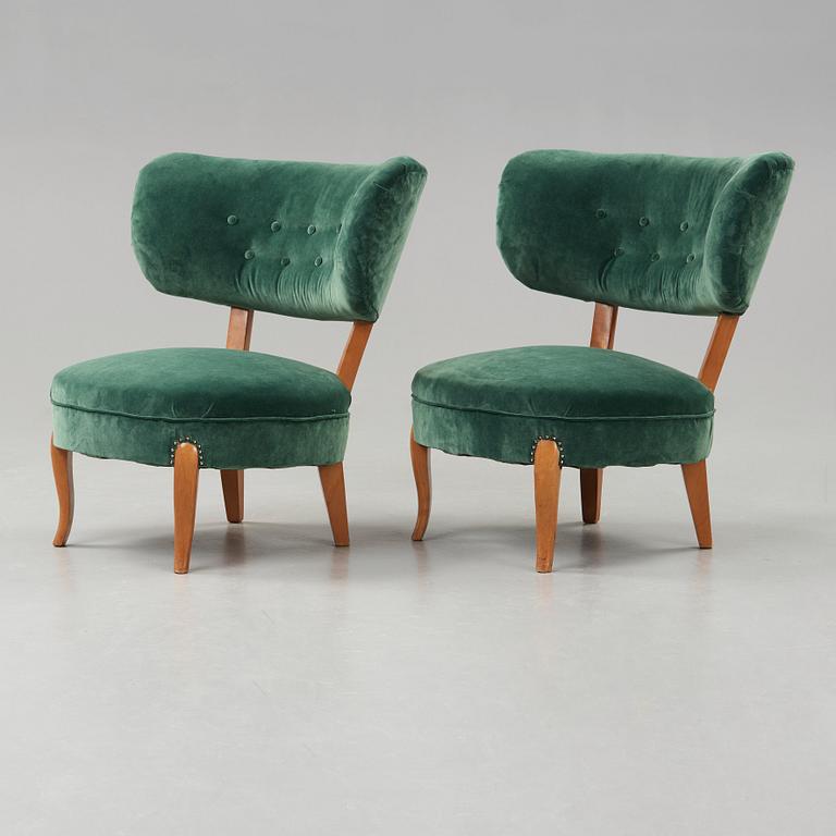 Otto Schulz, A pair of Otto Schulz easy chairs, probably JIO-möbler, Sweden circa 1950.