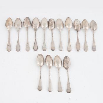 Fifteen Swedish Silver Tablespoons, 18th-19th Century.