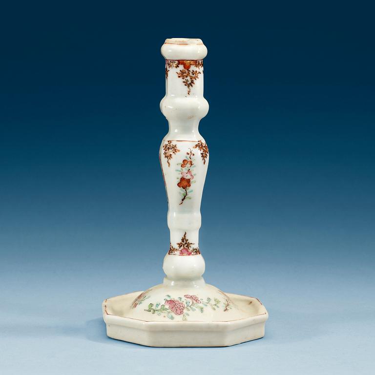 A famille rose candle stick, Qing dynasty, Qianlong (1736-95).