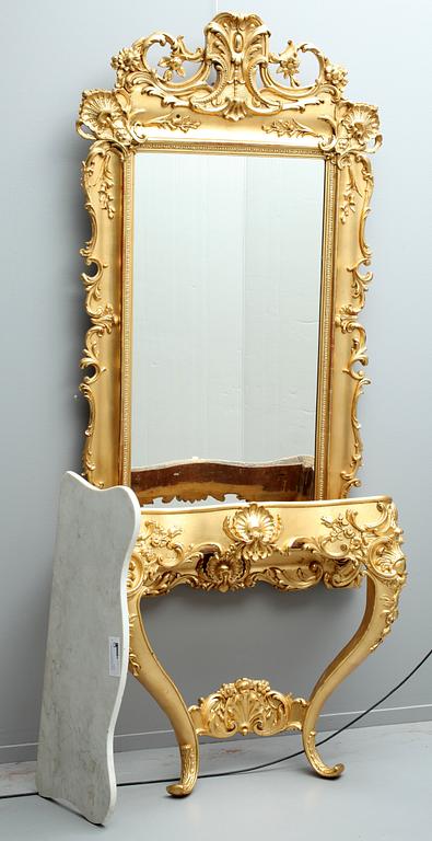 SPEGEL MED KONSOLBORD, nyrokoko, 1800-talets slut.