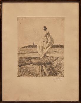 ANDERS ZORN, etning, sign. Utförd 1915.